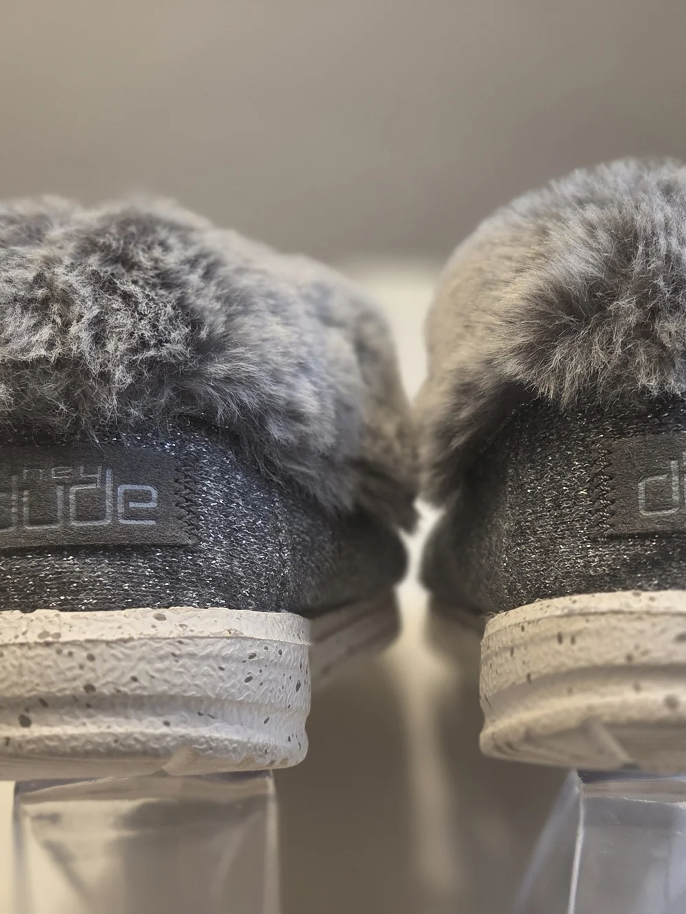 HEYDUDE Kids Grey Faux Fur Lined Slip On Ankle Boots Shoes